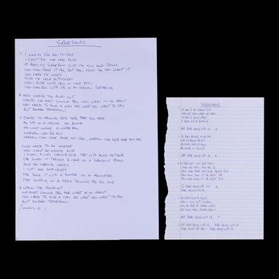 Lot #590: OASIS - "Shakermaker" and "Supersonic" Lyrics Handwritten by Noel Gallagher