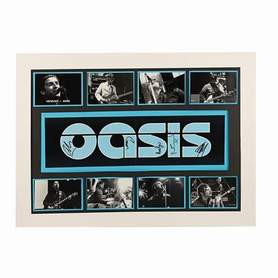 Lot #599: OASIS - Band Autographed London 2002 Photo-montage Display