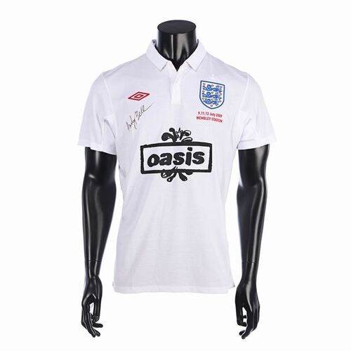 Lot #602: OASIS - Andy Bell's Autographed England Football Shirt