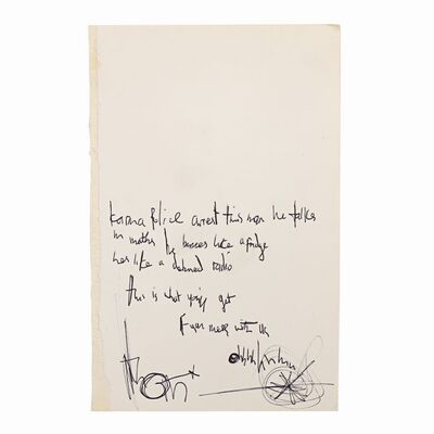 Lot #610: RADIOHEAD - "Karma Police'' Working Lyrics Handwritten and Signed by Thom Yorke