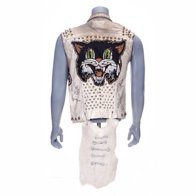 Lot #613: ROB ZOMBIE - Matthew "Piggy D." Montgomery's Rob Zombie Band-autographed Black Cat Vest