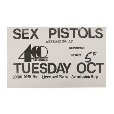Lot #627: SEX PISTOLS, THE - 400 Ballroom Torquay Concert Handbill