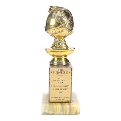 Lot #632: STAR IS BORN, A (1976) - Kris Kristofferson's 1976 Golden Globe Award for Best Motion Picture Actor - Musical or Comedy