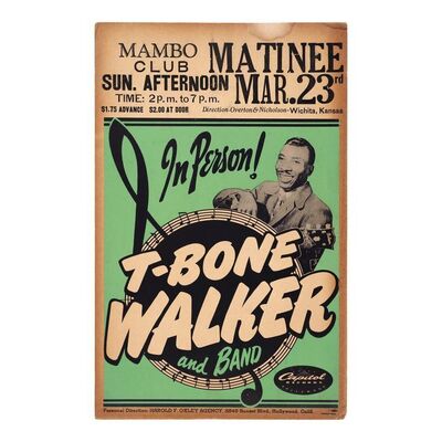 Lot #635: T-BONE WALKER - T-Bone Walker and Band at the Mambo Club Window Card