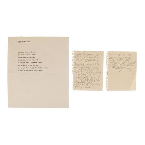 Lot #638: MARC BOLAN - Handwritten Poem On Two Pages