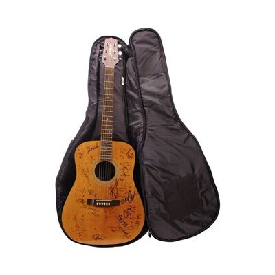 Lot #640: TENACIOUS D AND DAVE GROHL - Jack Black and Dave Grohl-autographed Takamine Jasmine S38S Guitar with Additional Recording Industry Figures' Autographs