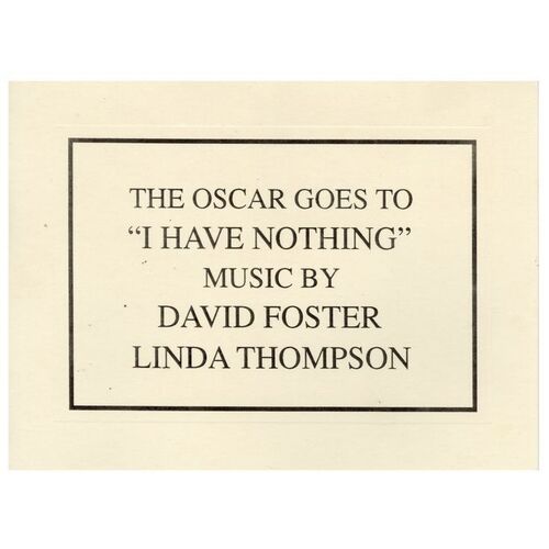 Lot #644: WHITNEY HOUSTON - THE BODYGUARD (1992) - Pair of "Best Song" Academy Awards&Atilde;&sbquo;&Acirc;&reg; Envelopes with Winner Card