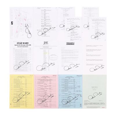 Lot #664: STAR WARS: REVENGE OF THE SITH (2005) - Anthony Daniels Collection: Collection of Autographed Script Revision Pages, Shooting Schedules, Sides and Additional Production Paperwork