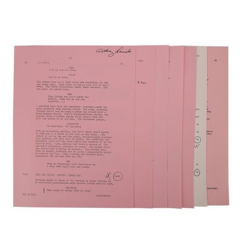 Lot #669: STAR WARS: A NEW HOPE (1977) - Anthony Daniels Collection: Loose Hand-annotated Script Pages Featuring the Mos Eisley and Cantina Scenes