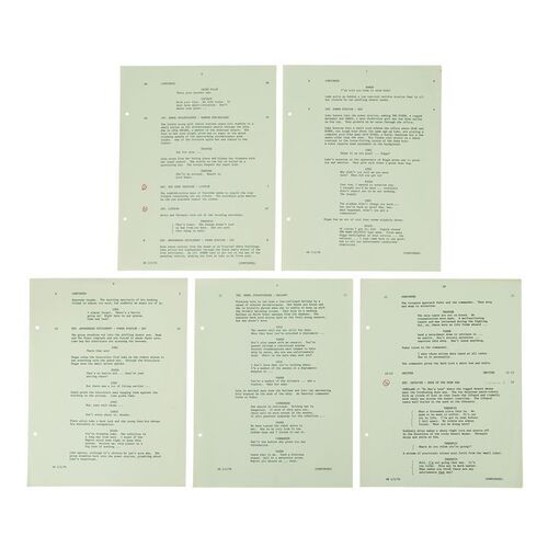 Lot #671: STAR WARS: A NEW HOPE (1977) - Anthony Daniels Collection: Loose Green Revision Script Pages