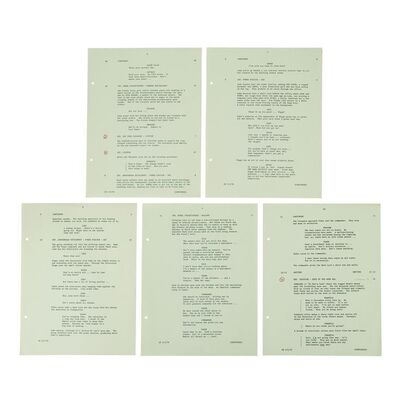 Lot #671: STAR WARS: A NEW HOPE (1977) - Anthony Daniels Collection: Loose Green Revision Script Pages