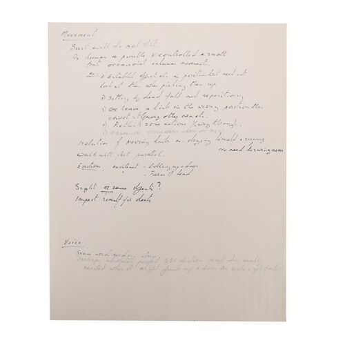 Lot #672: STAR WARS: A NEW HOPE (1977) - Anthony Daniels Collection: Anthony Daniels' Original Handwritten Movement Notes for C-3PO