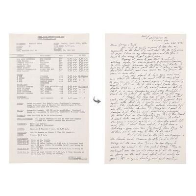 Lot #673: STAR WARS: A NEW HOPE (1977) - Anthony Daniels Collection: Call Sheet Featuring Handwritten Letter from Anthony Daniels