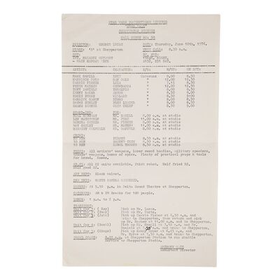 Lot #674: STAR WARS: A NEW HOPE (1977) - Anthony Daniels Collection: Call Sheet