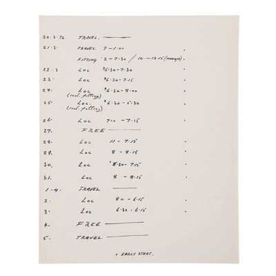 Lot #676: STAR WARS: A NEW HOPE (1977) - Anthony Daniels Collection: Anthony Daniels Handwritten Movement Order from March and April 1976