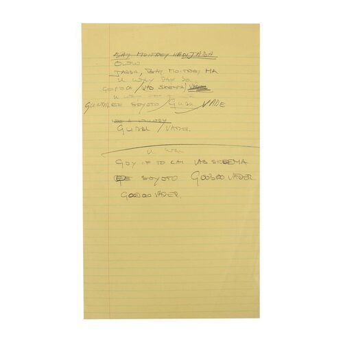 Lot #691: STAR WARS: RETURN OF THE JEDI (1983) - Anthony Daniels Collection: Anthony Daniels' Handwritten Ewokese Dialogue Page