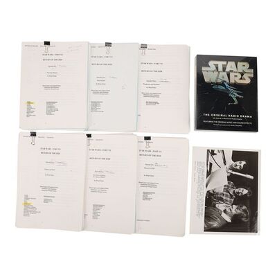 Lot #699: STAR WARS: VARIOUS PRODUCTIONS - Anthony Daniels Collection: Anthony Daniels' Hand-annotated Radio Drama Scripts, Publicity Still and Unopened Tapes