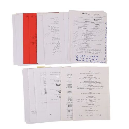 Lot #703: STAR WARS: THE RISE OF SKYWALKER (2019) - Anthony Daniels Collection: Collection of Loose Script Pages with Handwritten Annotations