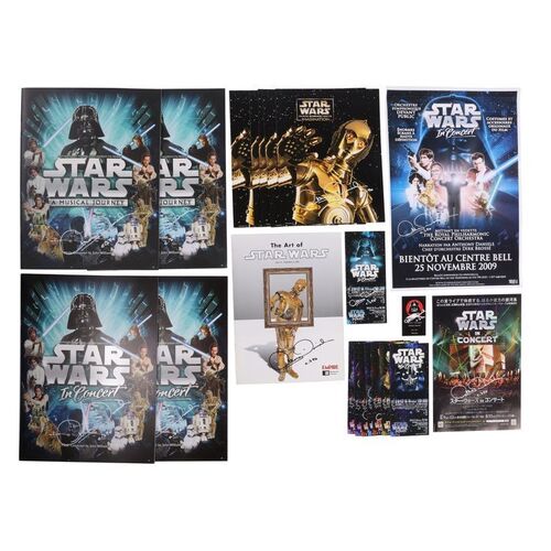 Lot #705: STAR WARS: VARIOUS PRODUCTIONS - Anthony Daniels Collection: Anthony Daniels' Hand-annotated Script, Concert Tickets and Assorted Autographed Promotional Material