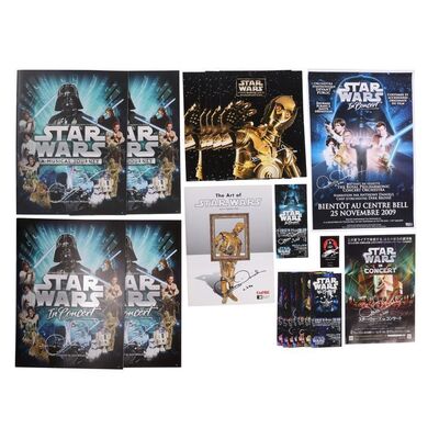 Lot #705: STAR WARS: VARIOUS PRODUCTIONS - Anthony Daniels Collection: Anthony Daniels' Hand-annotated Script, Concert Tickets and Assorted Autographed Promotional Material