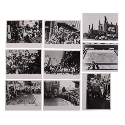 Lot #709: STAR WARS: A NEW HOPE (1977) - Anthony Daniels Collection: Black-and-white Photographs from "The Forecourt of the Stars" Handprint Ceremony