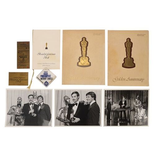 Lot #718: STAR WARS: A NEW HOPE (1977) - Anthony Daniels Collection: Anthony Daniels' 1977 Oscars Ticket, Programmes, Pass, Menu and Photos