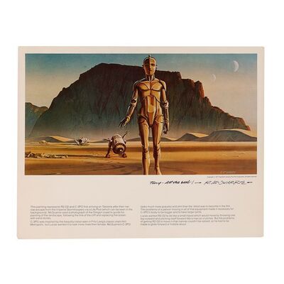 Lot #733: STAR WARS: A NEW HOPE (1977) - Anthony Daniels Collection: Ralph McQuarrie Autographed Print Dedicated to Anthony Daniels