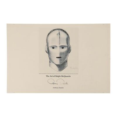 Lot #743: STAR WARS: VARIOUS PRODUCTIONS - Anthony Daniels Collection: Anthony Daniels Autographed Early C-3PO Concept Page
