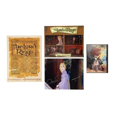 Lot #745: THE LORD OF THE RINGS (1978) - Anthony Daniels Collection: Autographed DVD, Fold-out Press Pack and Autographed Photo