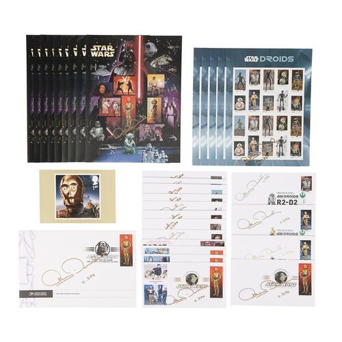 Lot #746: STAR WARS: VARIOUS PRODUCTIONS - Anthony Daniels Collection: Collection of Autographed USPS Envelopes and Stamps