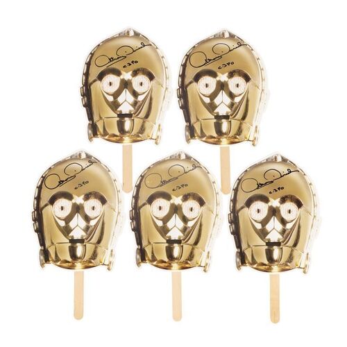 Lot #751: STAR WARS: THE COMPLETE SAGA - Anthony Daniels Collection: Autographed Promotional C-3PO Faces for Blu-ray Release at BT Tower