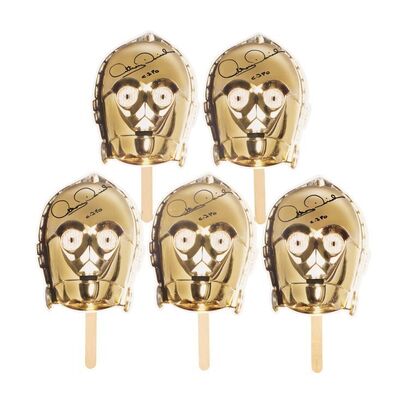 Lot #751: STAR WARS: THE COMPLETE SAGA - Anthony Daniels Collection: Autographed Promotional C-3PO Faces for Blu-ray Release at BT Tower