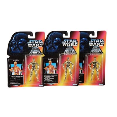 Lot #755: STAR WARS TOYS - Anthony Daniels Collection: Three C-3PO Kenner Power of the Force 2 Action Figures