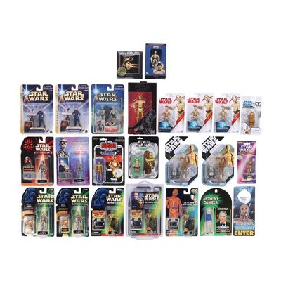 Lot #756: STAR WARS TOYS - Anthony Daniels Collection: Collection of Action Figures, Modern Merchandise and a Fan-made Custom Anthony Daniels Action Figure