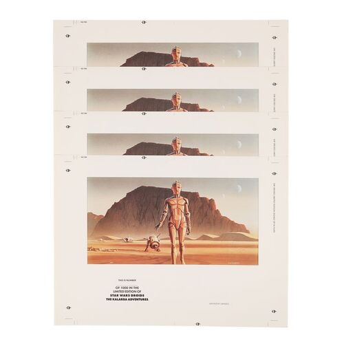 Lot #758: STAR WARS DROIDS: THE KALARBA ADVENTURES (1995) - Anthony Daniels Collection: Four Proof Copies of Ralph McQuarrie's The Droids in the Desert