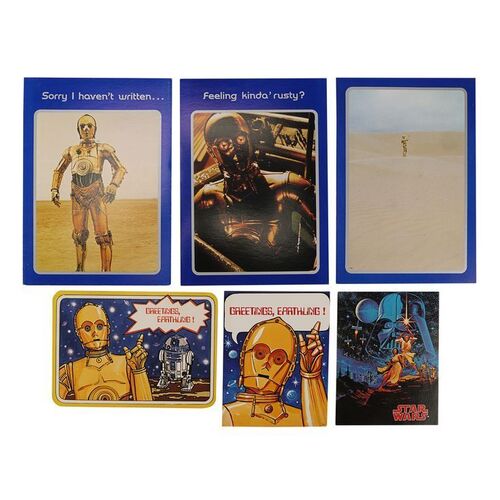 Lot #760: STAR WARS: A NEW HOPE (1977) - Anthony Daniels Collection: Five C-3PO Greetings Cards and Postcard