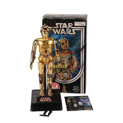 Lot #763: STAR WARS: A NEW HOPE (1977) - Anthony Daniels Collection: Vintage Diecast Takara C-3PO Rocket Firing Figure and Box