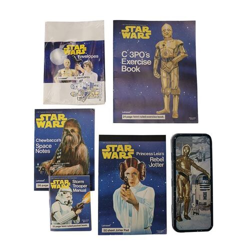Lot #765: STAR WARS: ORIGINAL TRILOGY (1977 - 1983) - Anthony Daniels Collection: Star Wars Letraset Stationery Set and Vintage Pencil Case