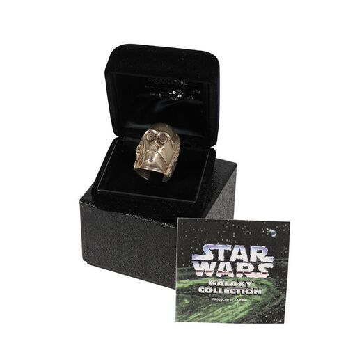 Lot #779: STAR WARS: VARIOUS PRODUCTIONS - Anthony Daniels Collection: Star Wars Galaxy Collection Sterling Silver C-3PO Helmet Ring