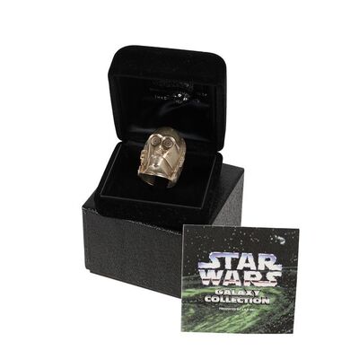 Lot #779: STAR WARS: VARIOUS PRODUCTIONS - Anthony Daniels Collection: Star Wars Galaxy Collection Sterling Silver C-3PO Helmet Ring