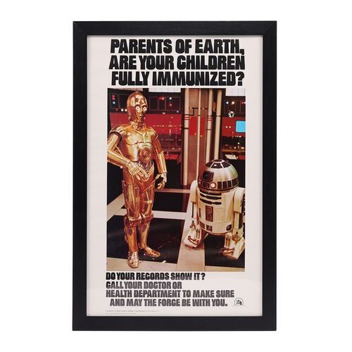 Lot #784: STAR WARS: VARIOUS PRODUCTIONS - Anthony Daniels Collection: Framed Immunisation Campaign Poster