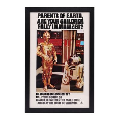 Lot #784: STAR WARS: VARIOUS PRODUCTIONS - Anthony Daniels Collection: Framed Immunisation Campaign Poster