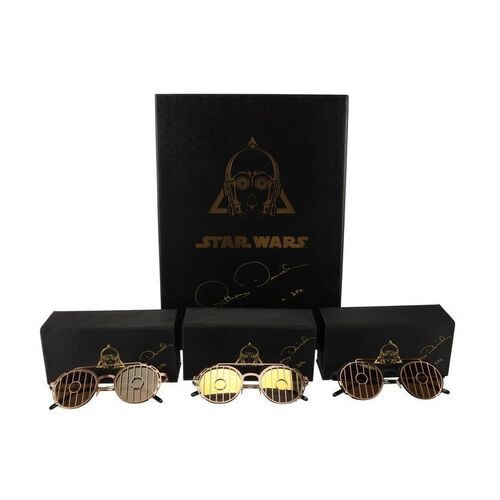 Lot #787: STAR WARS: VARIOUS PRODUCTIONS - Anthony Daniels Collection: Three Pairs of Collector's Edition Prototype C-3PO Sunglasses Autographed by Anthony Daniels