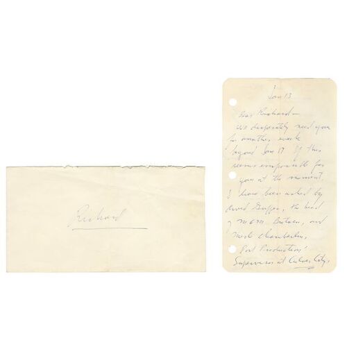 Lot #791: 2001: A SPACE ODYSSEY (1968) - Stanley Kubrick's Handwritten Letter to Richard Yuricich