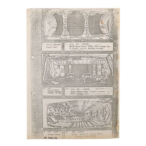 Lot #816: ALIEN (1979) - Hand-annotated Opening Scene Storyboards