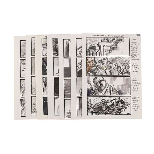 Lot #827: ALIEN3 (1992) - Martin Asbury Hand-drawn Storyboards for Molten Lead Final Sequence