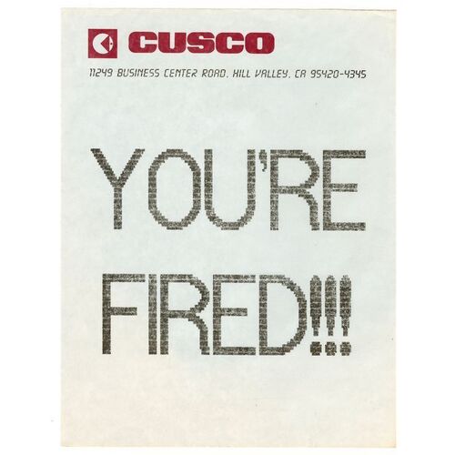 Lot #869: BACK TO THE FUTURE PART II (1989) - Marty McFly's (Michael J. Fox) Termination Fax