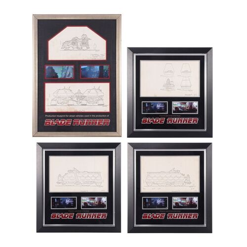 Lot #932: BLADE RUNNER (1982) - Geoff Hutchins Collection: Four Framed Production-used Vehicle Concept Design Prints