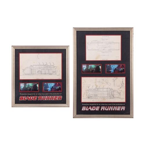 Lot #934: BLADE RUNNER (1982) - Geoff Hutchins Collection: Pair of Framed Urban Bus Blueprints