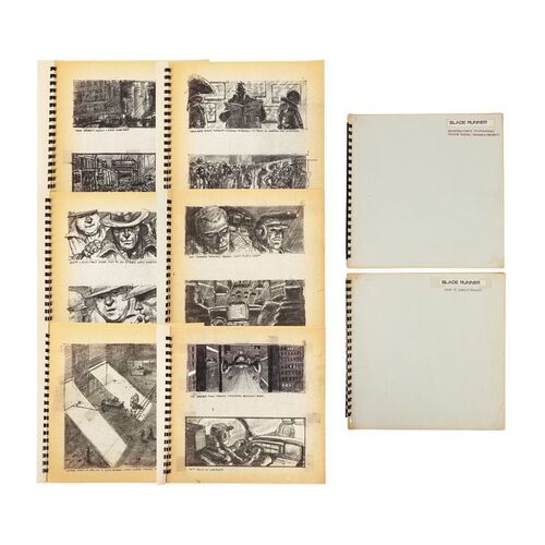 Lot #937: BLADE RUNNER (1982) - Geoff Hutchins Collection: Two Sherman Labby Storyboard Books - Deckard (Harrison Ford) Intro and Spinner Journey